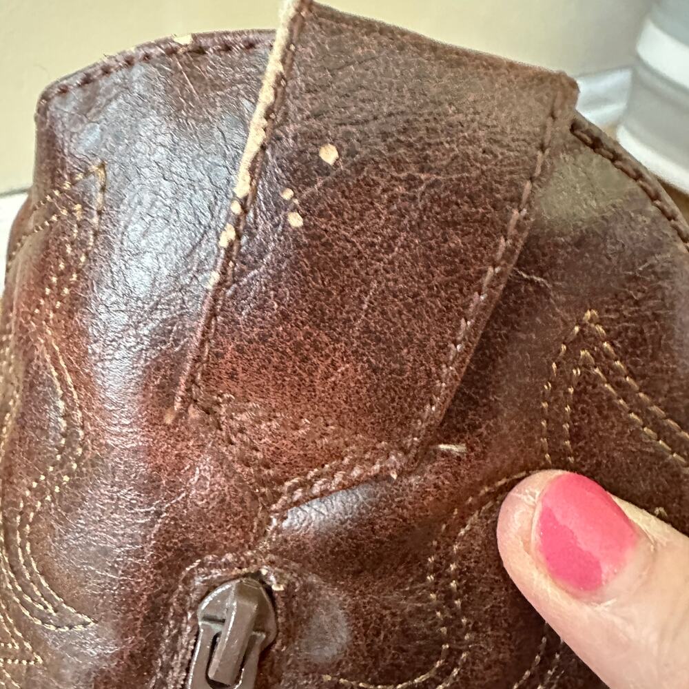 Cherokee Faux Leather YOUTH SIZE 2 Cowboy Boot Embroidered Western Brown - Picture 8 of 12